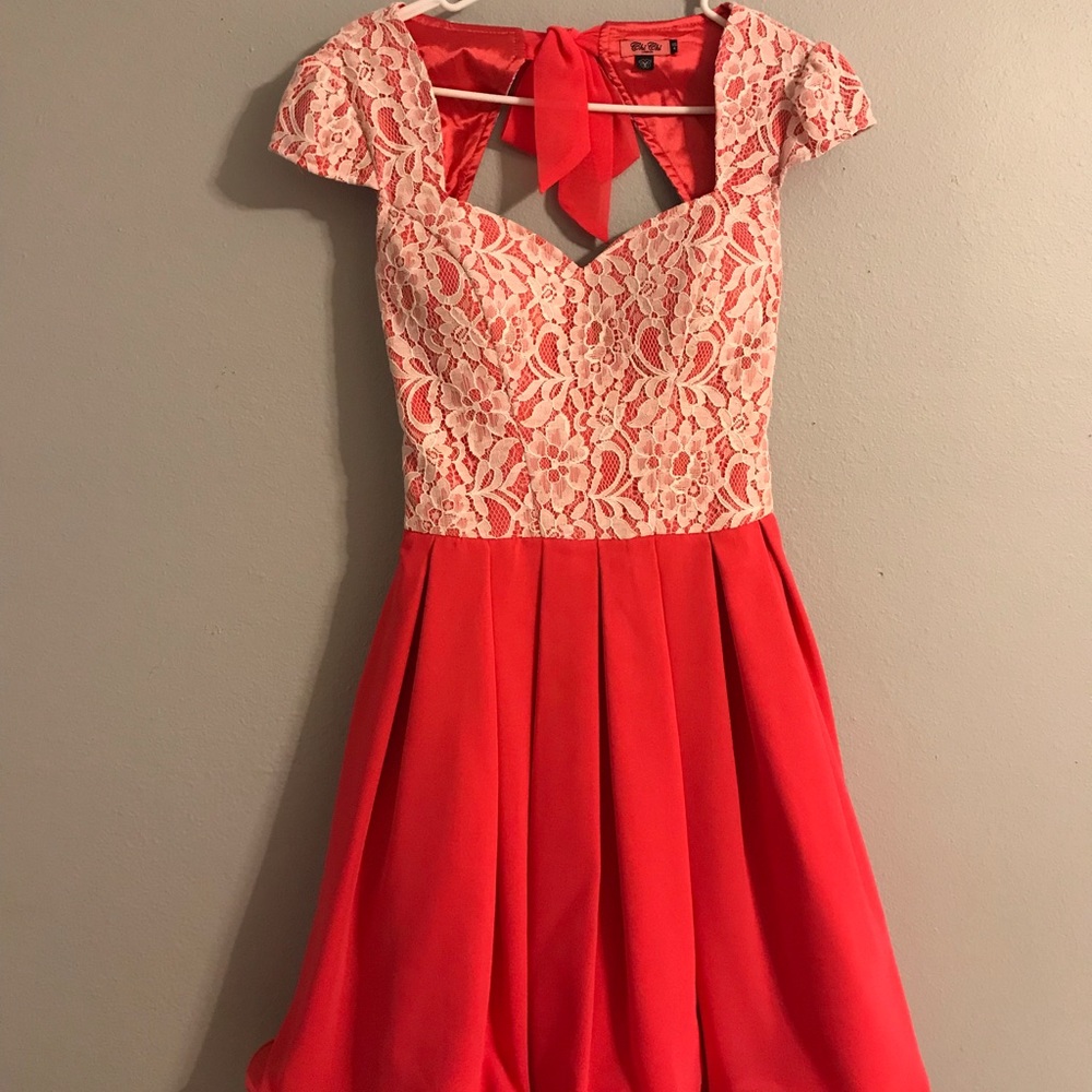 Chi Chi London Dress in Coral Pink, Small